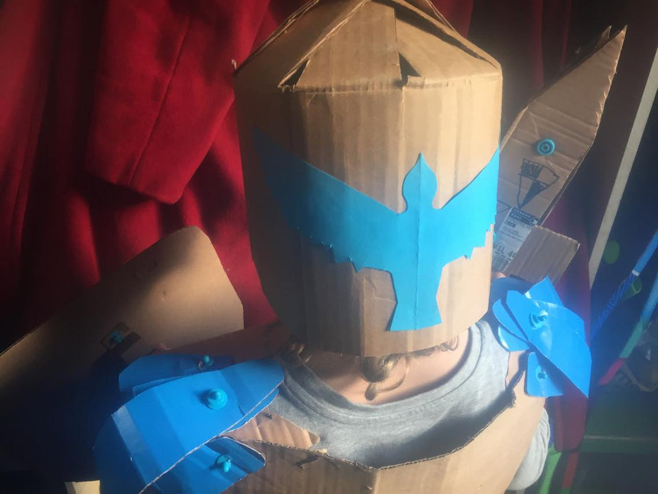 Makedo construction system Cardboard knight costume 