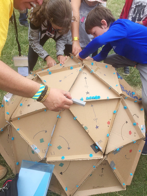 Cardboard geodesic dome in Dublin made with Makedo