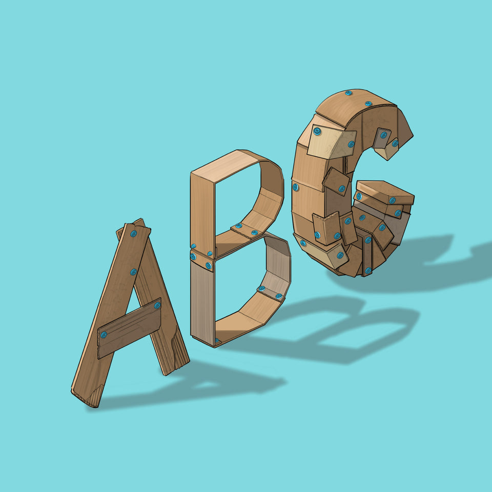 Makedo Illustrations Cardboard Text ABC