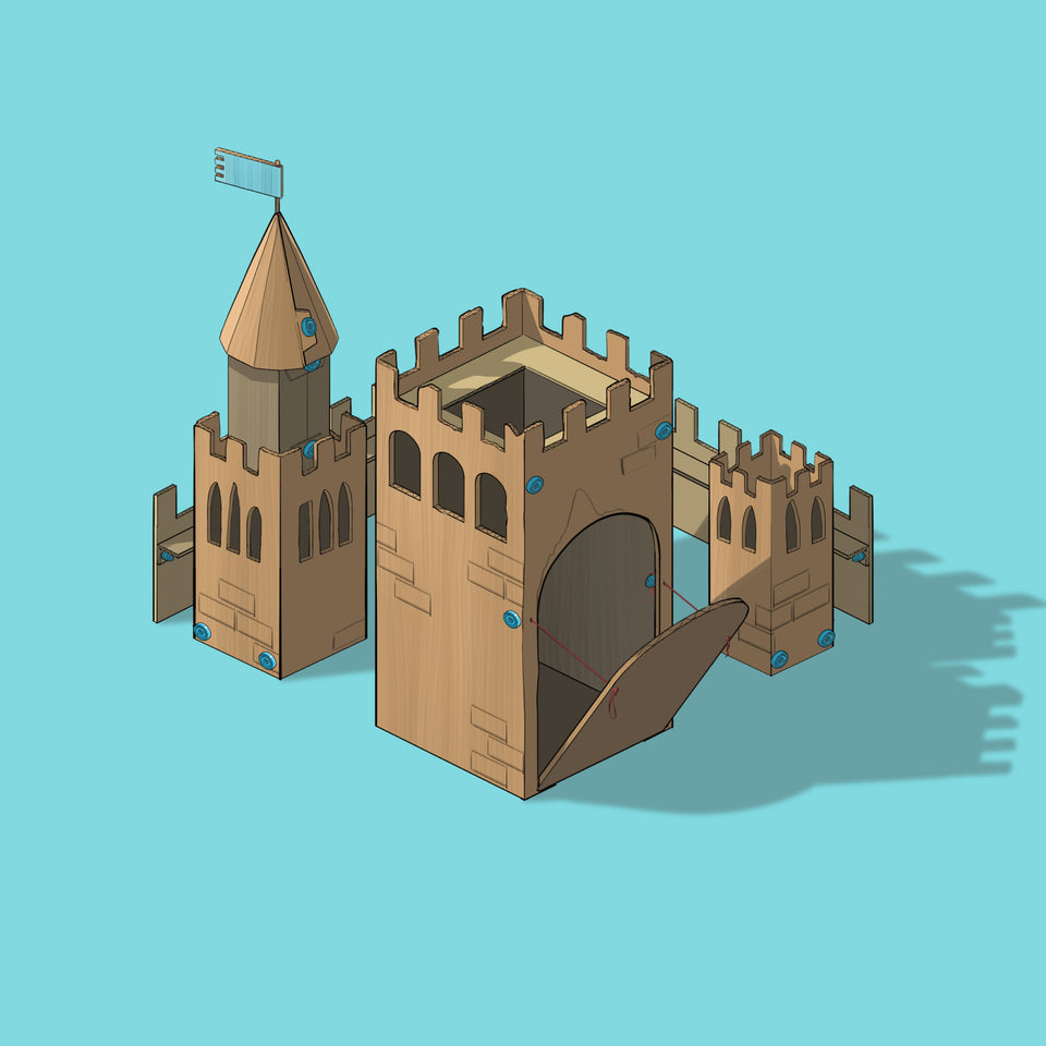 Illustrated Makedo creation - Small Cardboard Castle