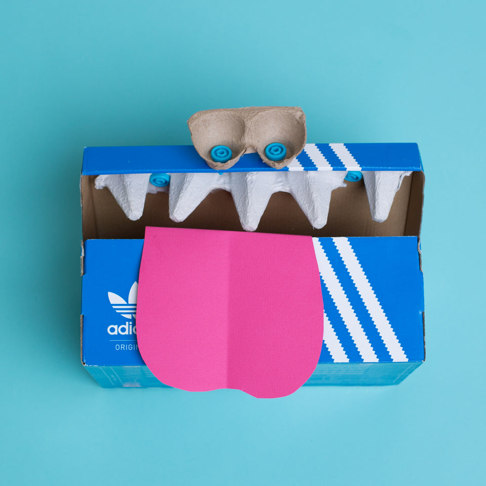 Makedo cardboard shoebox monster creation by Kelly Boulton