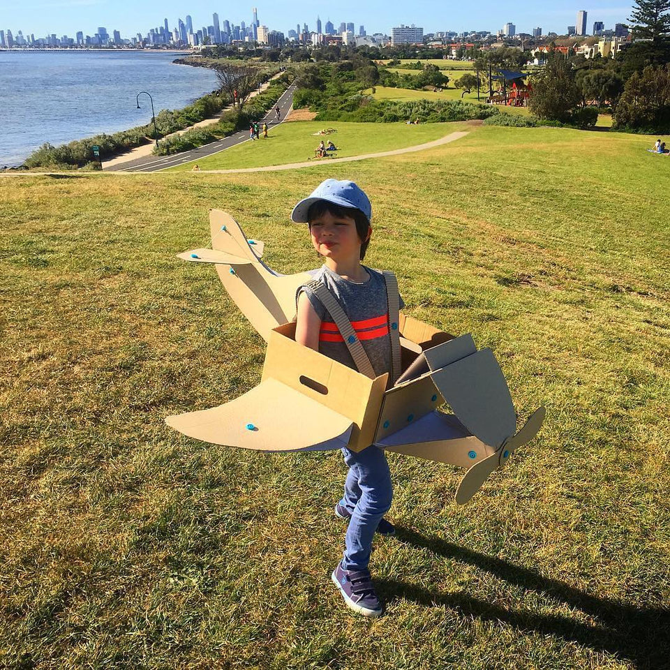 Makedo cardboard plane costume via gbpixels instagram