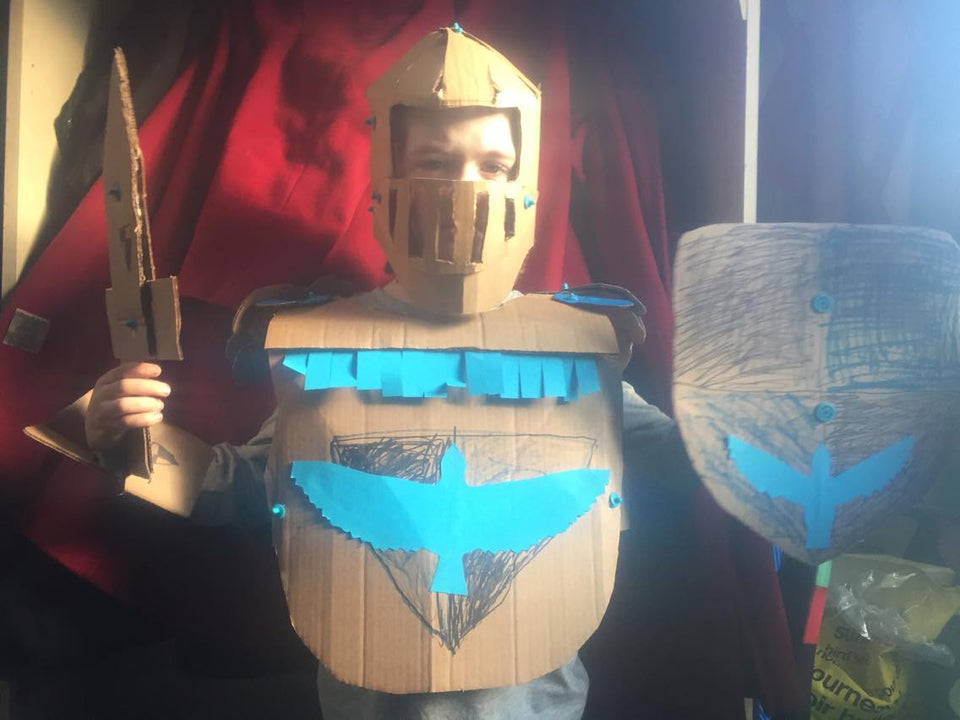 Makedo cardboard construction system Knight costume