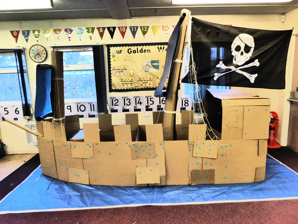 Makedo cardboard construction pirate ship