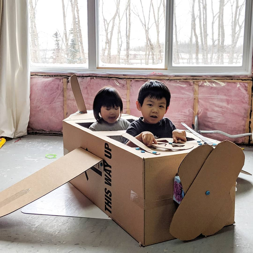 Cardboard plane made with Makedo