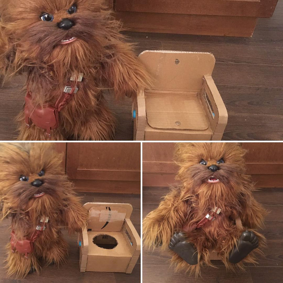 Makedo cardboard potty for Chewie Chewbacca soft toy
