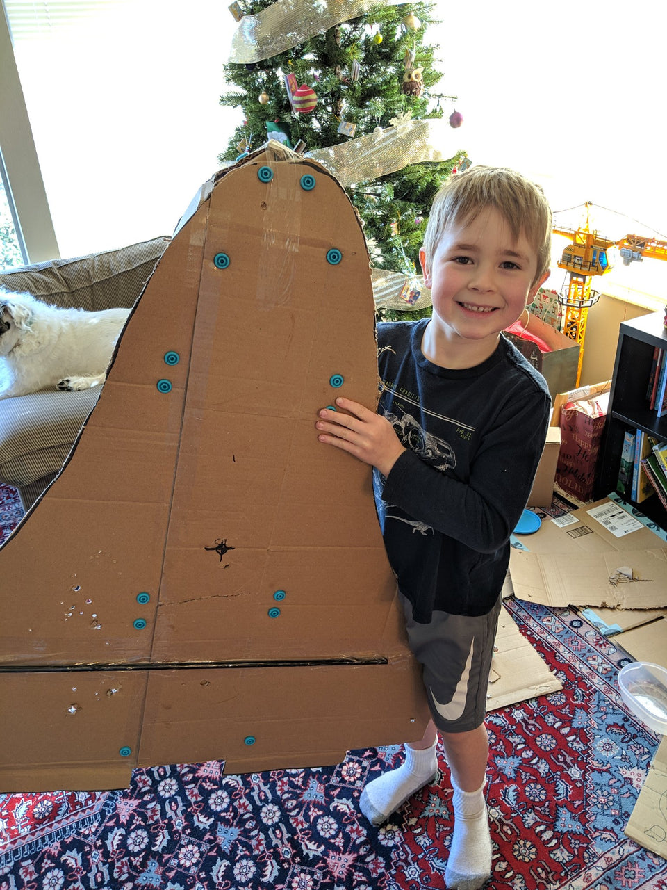 Cardboard Space Shuttle built with Makedo 