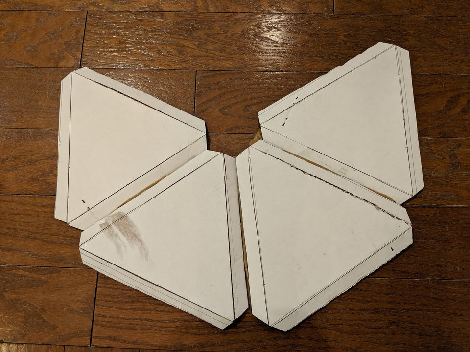 Cardboard dome panels ready for connection with Makedo