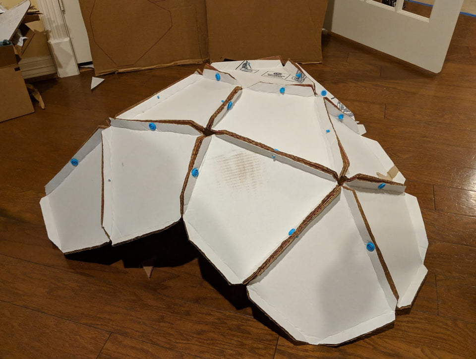 Construction process - cardboard geo dome using Makedo